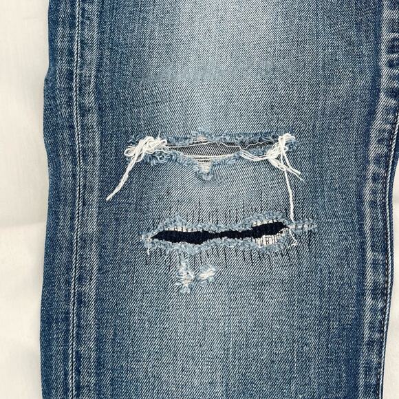 Moussy Vintage Lancaster Skinny Blue Jeans Distressed Splattered Embroidered 29 - Picture 9 of 15